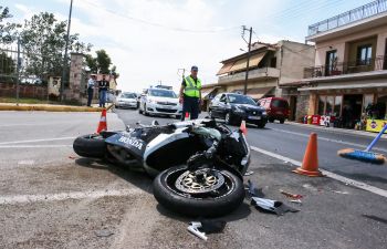 a motorcycle on a road after an accident