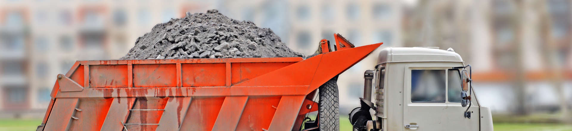 a truck transporting debris
