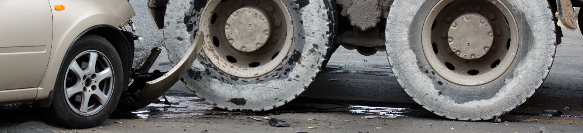 a car after a collision with a truck