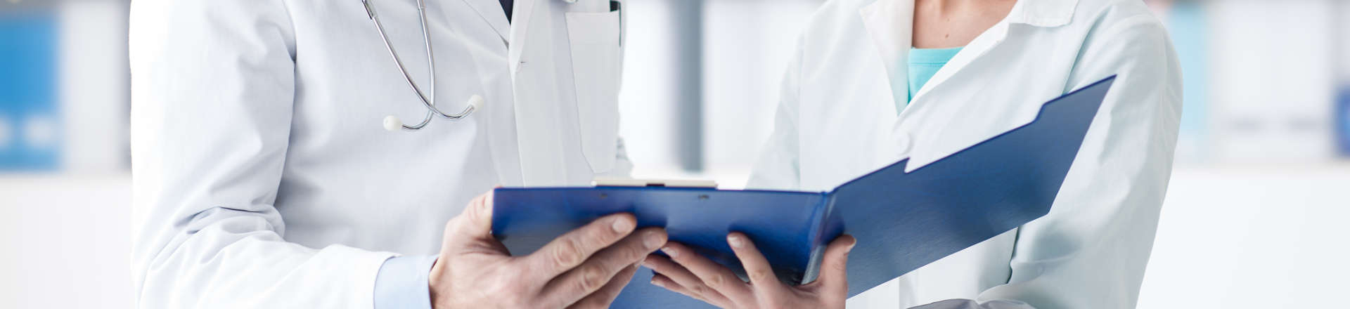 two doctors discussing medical tests results