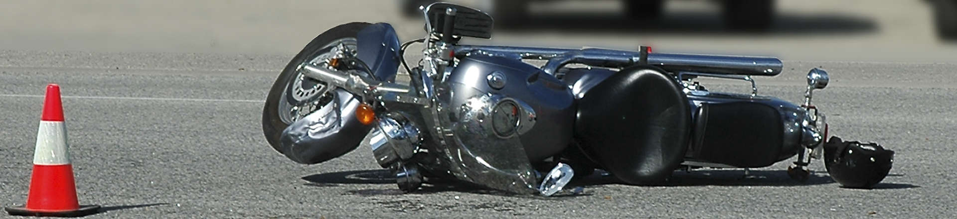 a motorcycle on a road after an accident