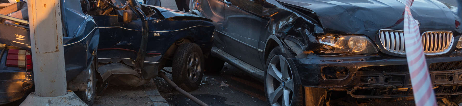 two wrecked cars after collision
